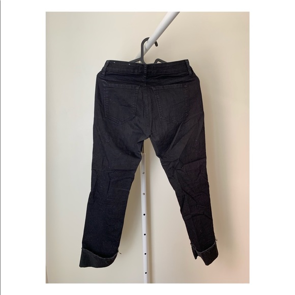 LOFT Frayed Cuff Straight Black Jeans (Petite 25) - Picture 2 of 3